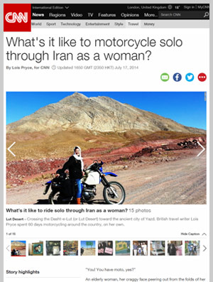 CNN article by Lois Pryce about travelling through Iran on a motorcycle