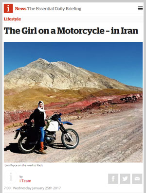 iNews article by Lois Pryce about motorcycling in Iran