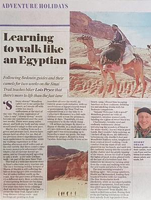 Telegraph article by female adventurer Lois Pryce about walking in the Sinai desert