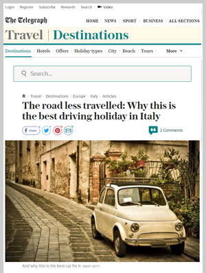 Telegraph article by travel writer Lois Pryce about driving in Italy
