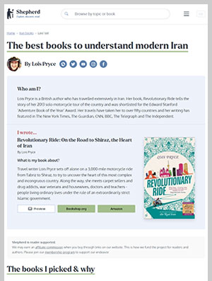Article by author Lois Pryce about "The best books to understand modern Iran"