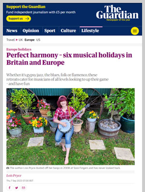 Lois Pryce writes about musical holidays in The Guardian